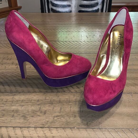 Charles Davis suede platform heels size 5.5 - Picture 1 of 13